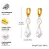 Vintage Irregular Imitation Pearl Earrings for Women, Gold Color Stainless Steel Drop Earrings, Elegant Jewelry Party Gifts