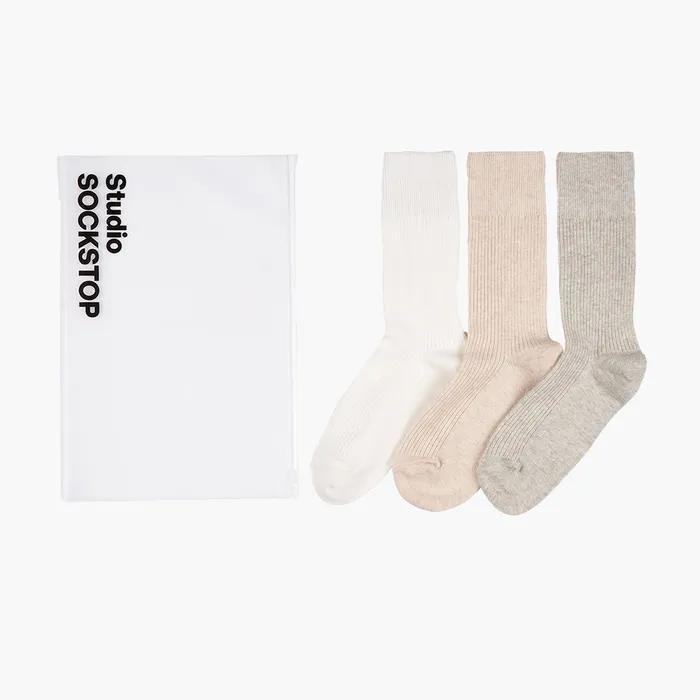 [3PACK] Women's Colored Rib Crew Socks_15 colors
