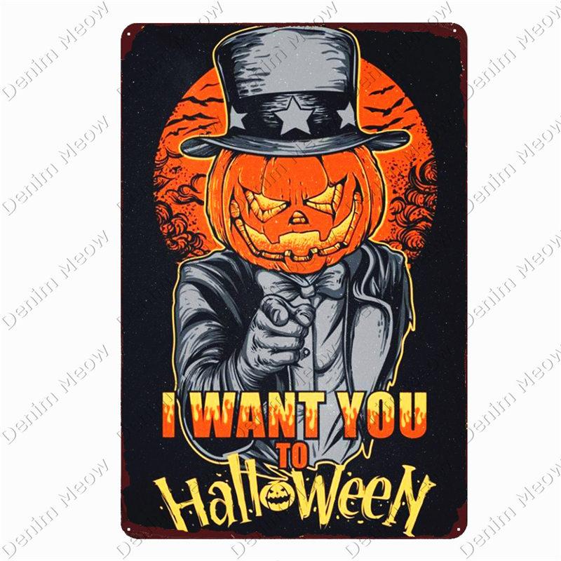 Halloween Party Poster, Happy Halloween Vintage Metal Signs, Bar, Pub, Cafe, Home Decor, Tin Painting, Tin Plate, N369