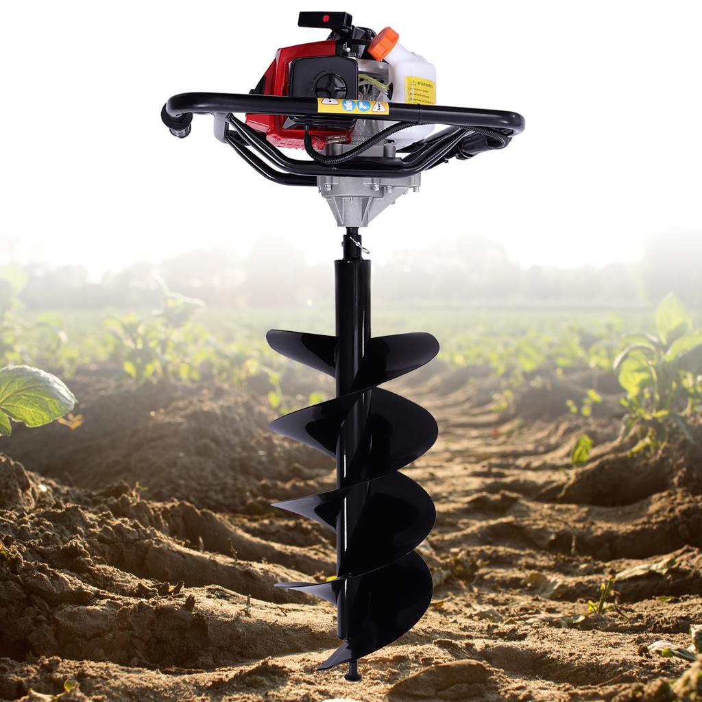 63CC 2-Takt Motor Erdbohrer Rutschfest mit 12-Zoll Bohrer-Set Bohrer Zaun Baum Pflanzen