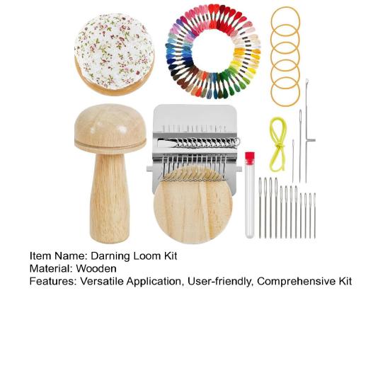 Stopfwebstuhl-Set Stopfei Stopfpilz Strickflicken-Set Speedweve Mini-Stopfwebstuhl Garn Nadeln mit großem Öhr Steckkissen zum Stopfen von Socken