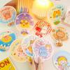 Lovely Japanese Folding Round Fan Summer Portable Mini Cartoon Handle Cloth Net Red