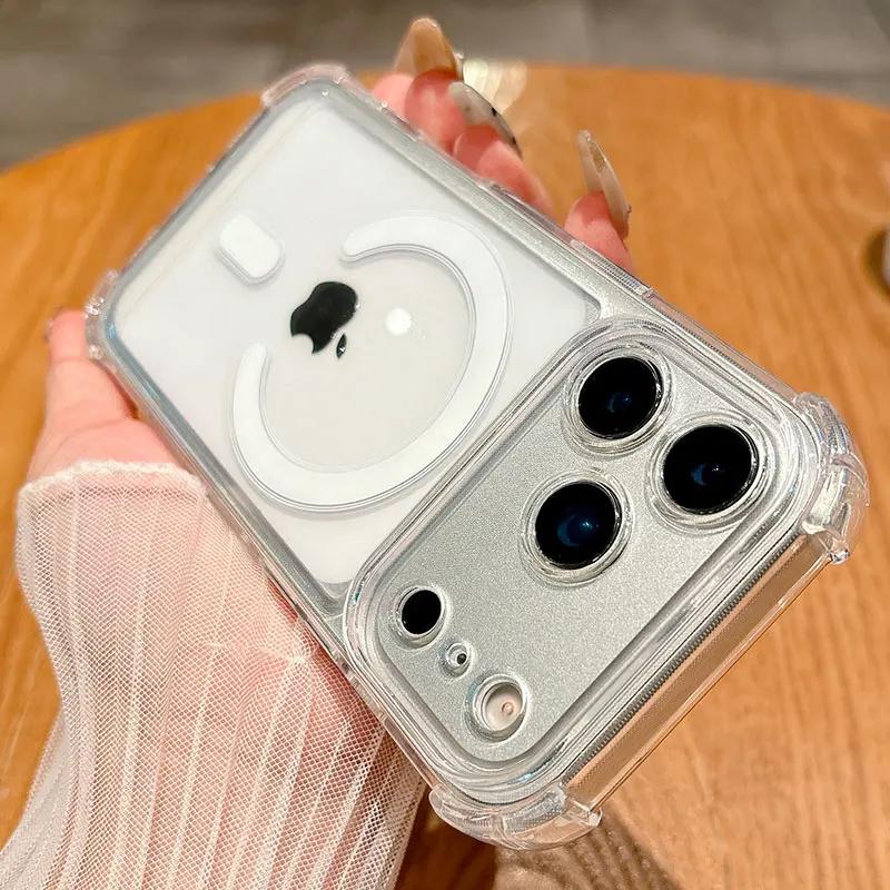 New Magnetic Wireless Charge For Magsafe Case for iPhone 17 16 15 14 13 12 11 Pro Max Plus Air Shockproof Transparent Cover