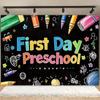 2D Colorful Pencil Hand Drawn First Day Of Preschool Photography Backdrop Decor
