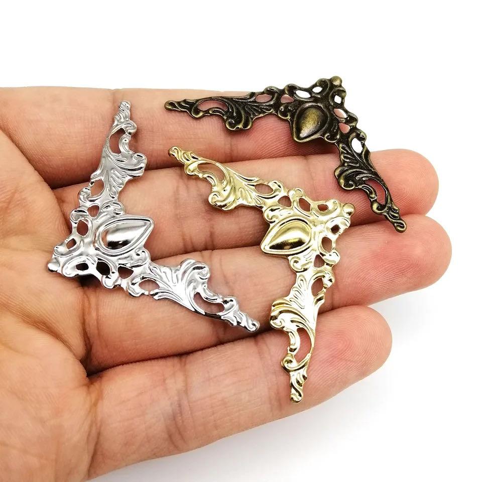 24pcs Book Box Corner Edge Decorative Protector Cover for Jewelry Chest Gift Wine Wooden Case Scrapbook Photo Album Frame Metal