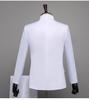 Men's Blue & White Porcelain Zhongshan Suit with Stand-up Collar & Embroidery for Performances