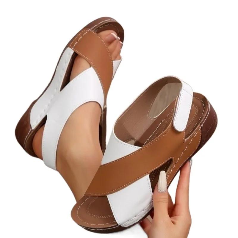 2025 Summer Open Toe Women's Sandals Fashion Color Matching New Plus Size Casual Light Comfortable Best Seller Wedge Sandals