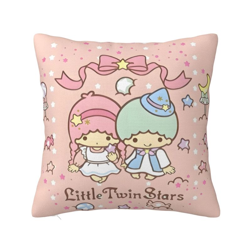 Sanrio Little Twin Stars Anime Cover 45x45cm Soft Lala Cartoon Kiki Cute Throw Pillow for Sofa Square Pillowcase Decoration