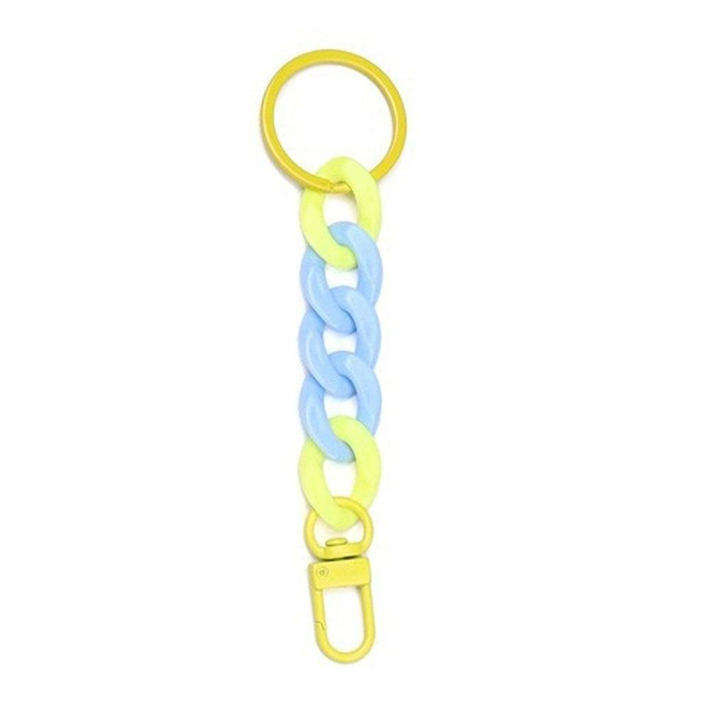 Matte Acrylic Chunky Chain Keychain Macaroon Color Keyring Bag Charm For Women