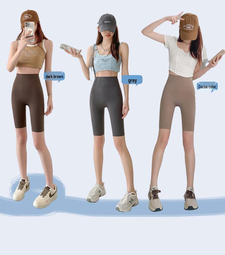 Women's Five-Point Shark Skin Compression Shorts: Anti-Exposure, Tummy Control, Slimming Fit for Summer Yoga, Cycling, and More.