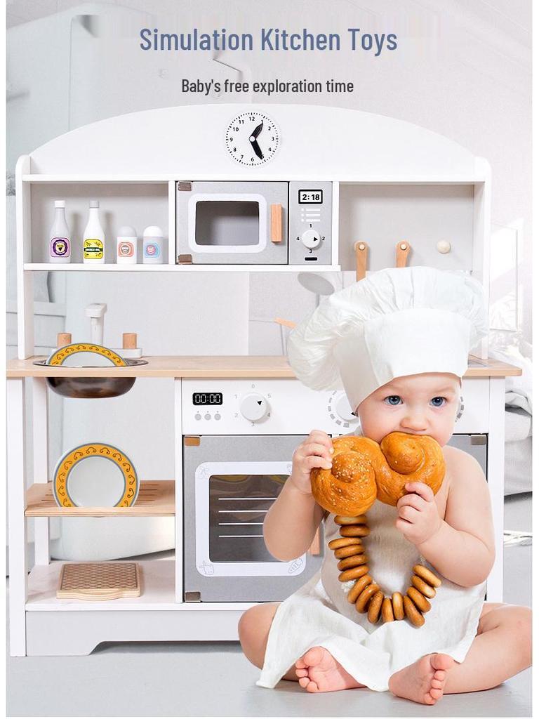Wooden Play Kitchen Set for Kids: Pretend Cooking Toys for Boys and Girls