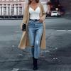 Knitted Pocket Cardigan Long Solid Color Women's Loose Coat Sweater