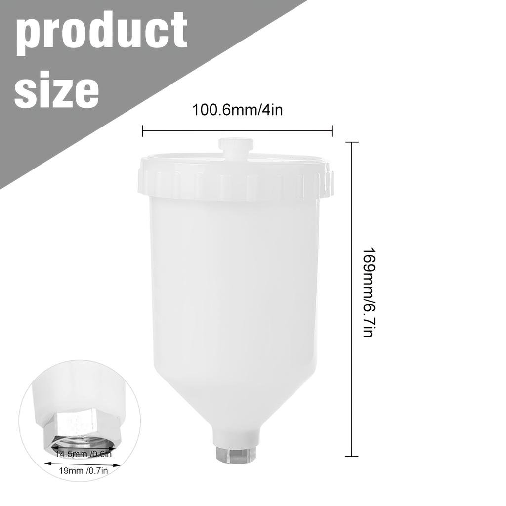 20.29 Ounces/600 Milliliters - 4.23 Ounces/125 Milliliters, Spray Gun Cup, Suitable As a Replacement Holder for Most Gravity Feed Small Spray Guns