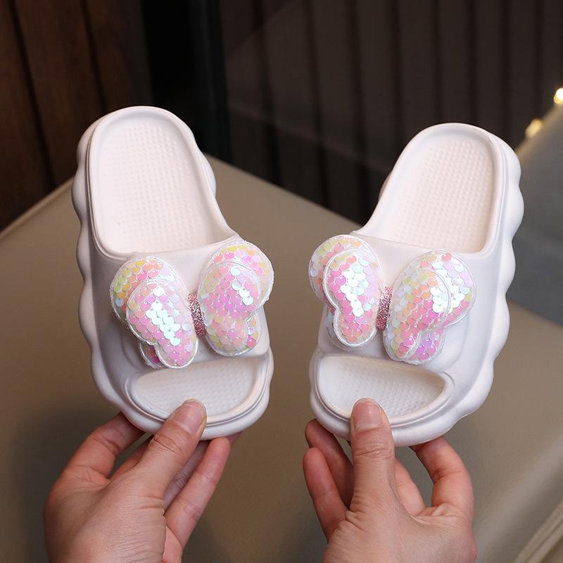 New Girls Sandals with Bow Non Slip Soft Sole Fashion Princess Beach Flip Flops for Toddler Little Big Kids
