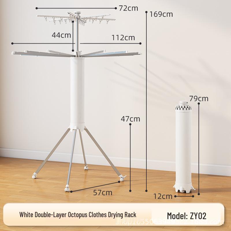 Floor-Standing Multi-Functional Space-Saving Indoor Clothes Drying Rack