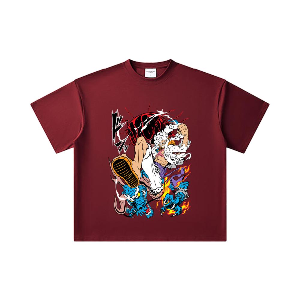 260 GSM Double Yarn 32 Count 100% Cotton One Piece V7 Luffy Kaido Print Unisex Heavy Cotton T Shirt