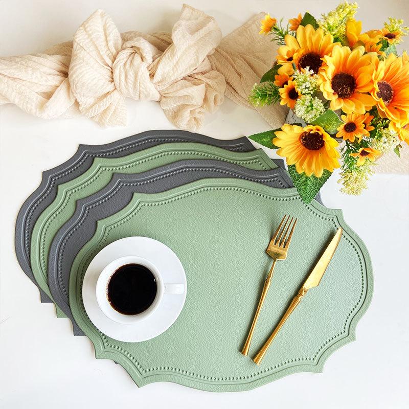 Leather Placemat Ins Wind Retro Dining Table Mat European Creative Thermal Insulation Mat Nordic Waterproof and Oil-proof Western Dining Mat