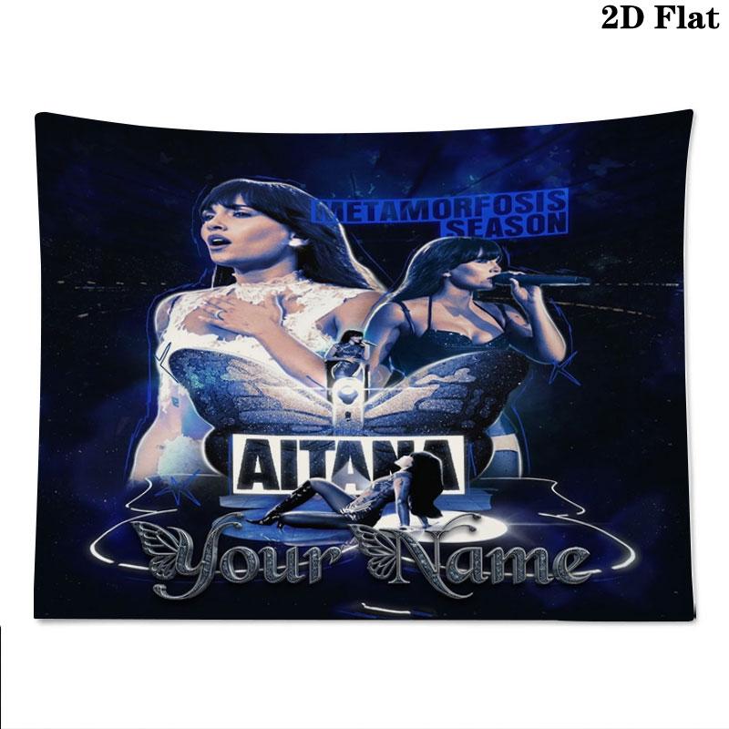 Aitana Custom Name Wall Tapestry Aesthetic Wall Hanging Printed Fabric Blanket Decorative Tapestries for Bedroom Living Room Home Decor