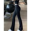Pantaloni a zampa originali Lulu a vita alta con scanalature: Leggings a zampa d'elefante per Yoga e Pilates, effetto nudo, sollevamento glutei e snellenti.
