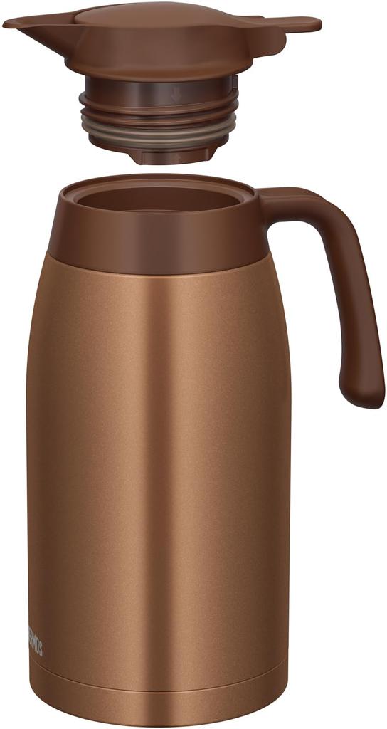 Thermos Stainless Steel Brown Insulated Tabletop Pot with Vacuum Flask Keeps Food Hot and BWG Pot, 2L, Gold, Design, Cold, TTB-2001