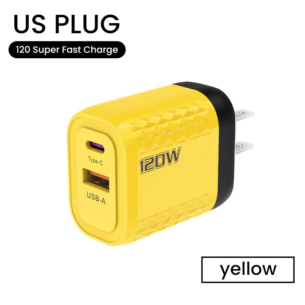 2 porty 120W rychlé nabíjení USB typ C nabíječka PD QC 3.0 USB C nabíječka EU/US/UK zástrčka adaptér pro iphone Xiaomi Samsung