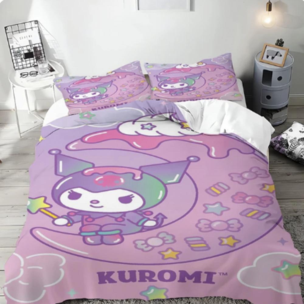Kuromi Quilt Cover Cartoon Cute Sanrio Duvet Printed Comforter Polyester Bedding Twin Size Children Gift Various Sizes