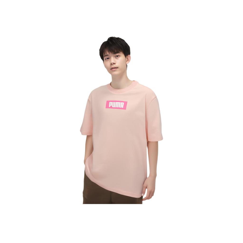 Puma Casual Printed Short Sleeve T-Shirt With Logo Unisex Tops Light-Pink 623561-66