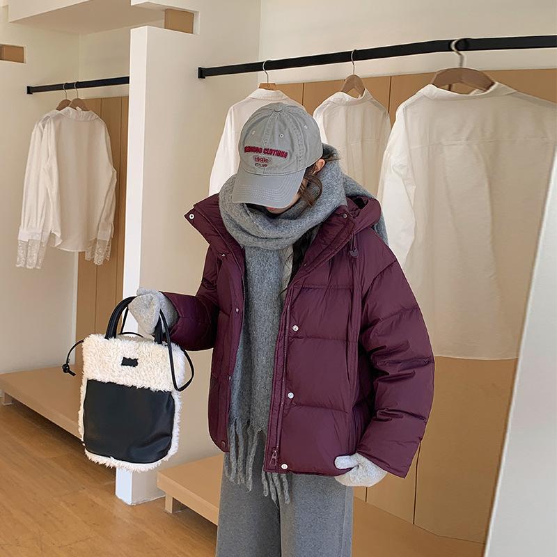 Hooded short puff cotton jacket women's winter new lightweight simple down cotton jacket loose bread jacket jacket
