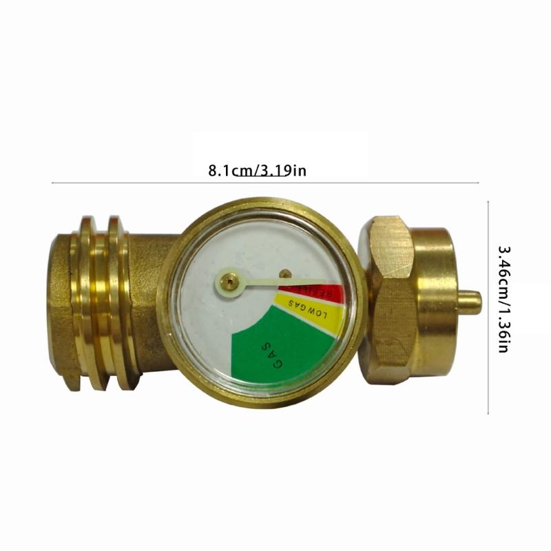 Gas Connection Adapter With Gauge Propane Tank Gauge Adapter Level Indicator Universal Brass Fittings Easy To Use