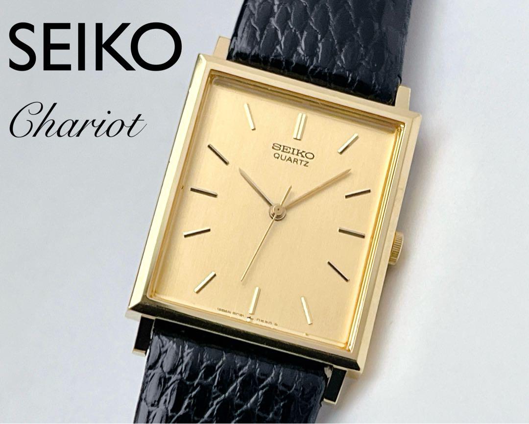

[USED] SEIKO Chariot Square Gold Dial 80 s Vintage Tank