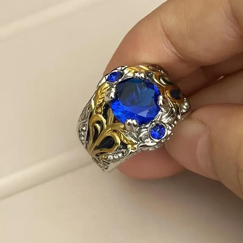 Ein Eleganter silbervergoldeter Ring, Verziert mit einem Funkelnden Zirkonia-Verlobungsring, Perfekt für Verlobungen, Hochzeiten