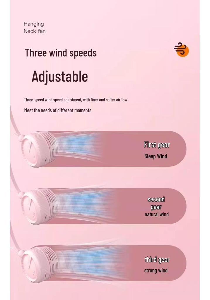 Portable USB Neck-Hanging Fan: Foldable, Large Wind Power, Desktop Use