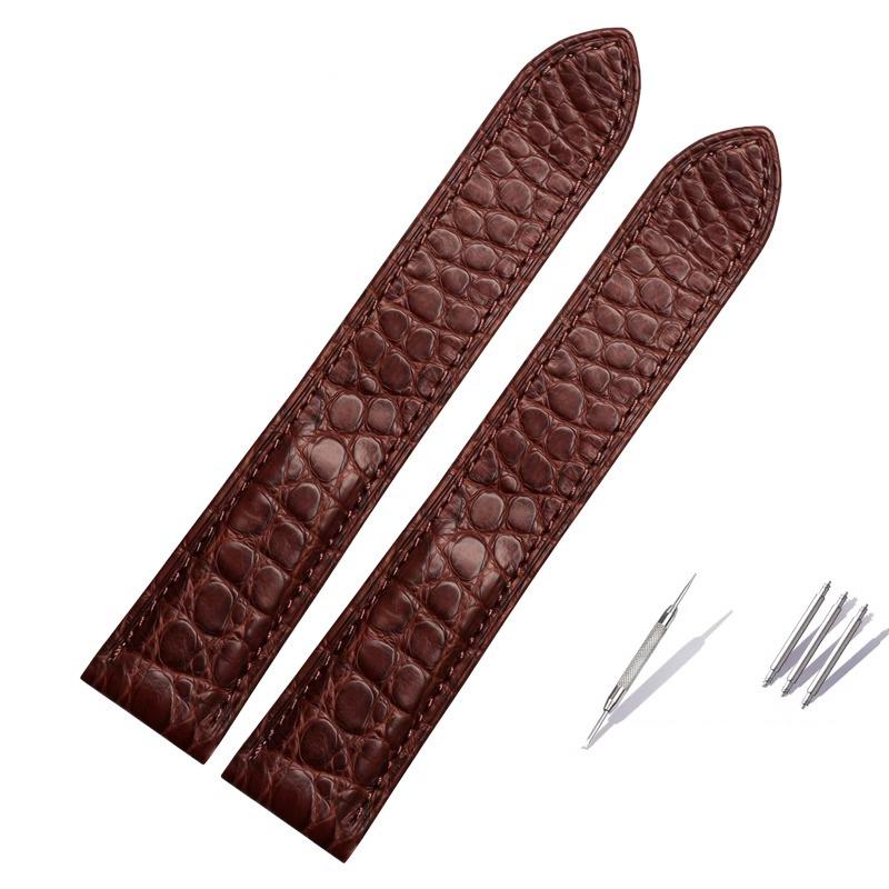 Alligator Leather Strap For Cartier Solo Tank London Genuine Leather Black Brown Men Women Watch Band 16mm 18mm 20mm 22mm 24mm