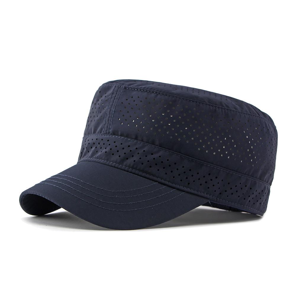 Summer Breathable Flat Top Hat Men's Outdoor Sunscreen Hat for Middle-Aged and Elderly Climbing Full Sealed Cap