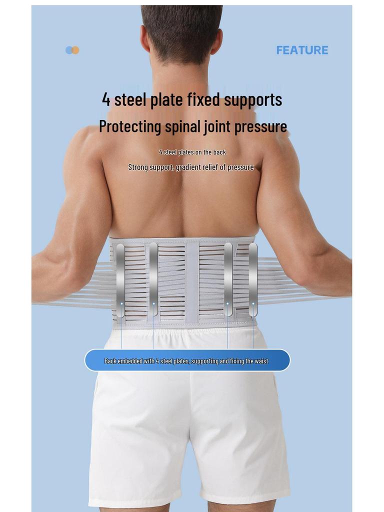 Viliker Summer Breathable Lumbar Support Belt with Steel Plate for Disc Fixation