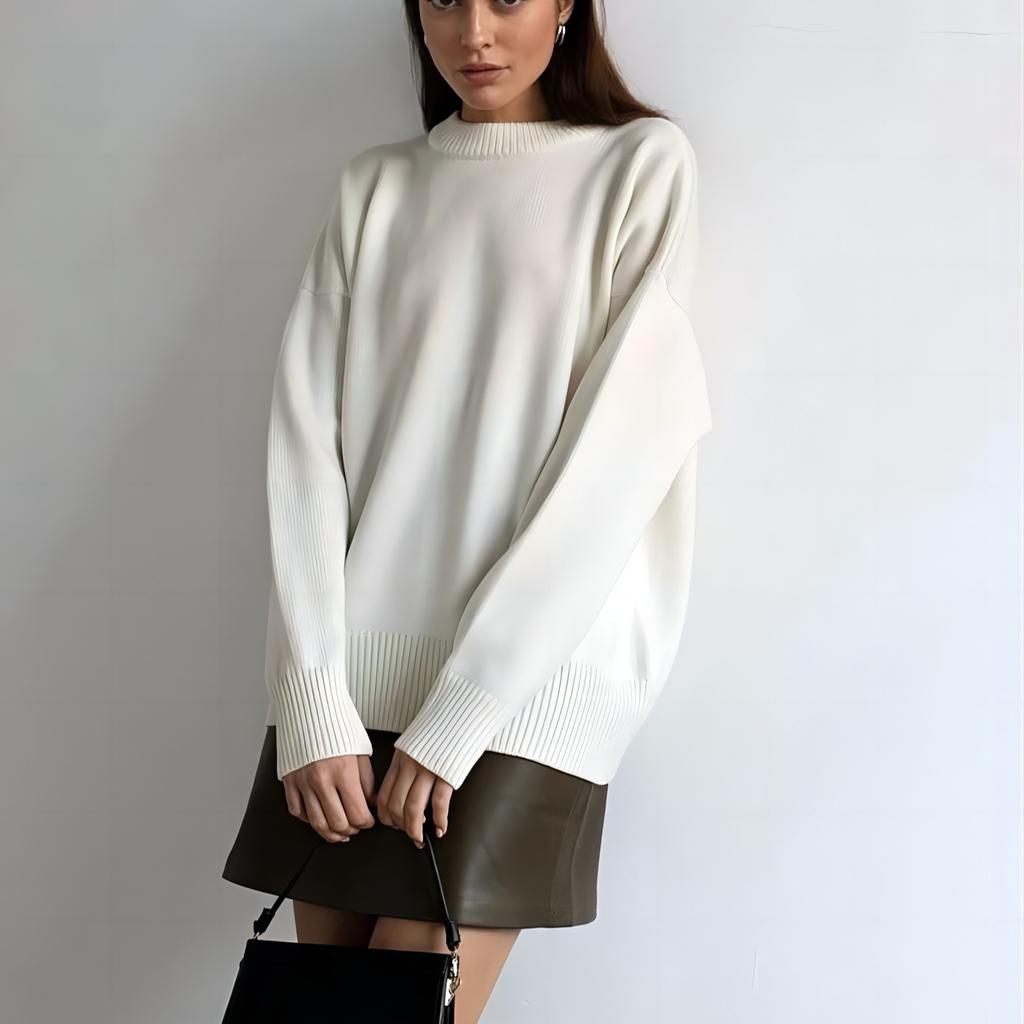 GMXIA Damen Uni Rundhals Pullover Herbst und Winter Neuer Temperament Pendler Vielseitig Lässig Rundhals Strickpullover