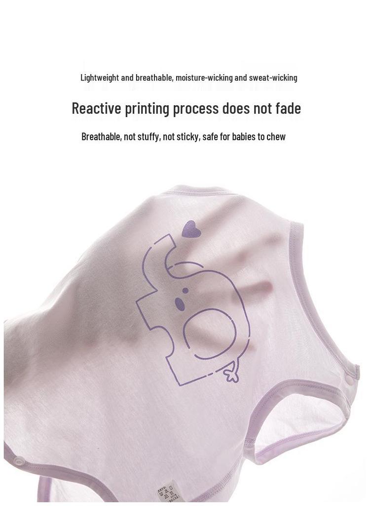 7A Antibacterial Summer Baby Sleeveless Cotton Romper - Infant Diaper Cover Bodysuit with Tagless Design, Ideal for Air Conditioning