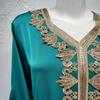 Ramadan Muslim Gold Embroidery Dresses Abayas Dubai Casual Kaftan Robe Ethnic Costumes with Long Sleeve for Womens