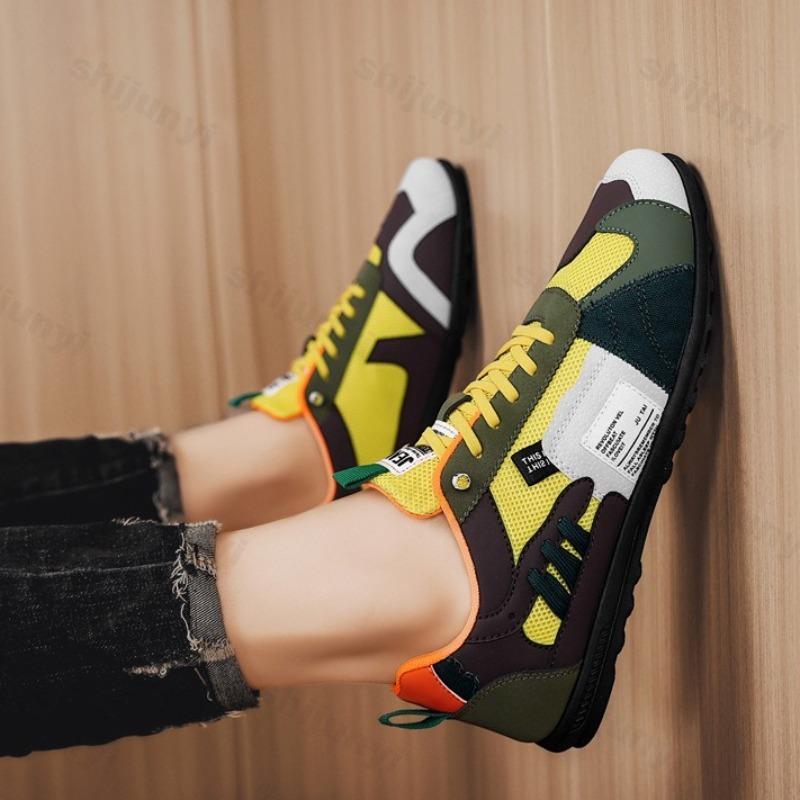 Fashion 2025 Men's Mesh Breathable Splicing Summer Lightweight Fashion Loafers Slip on Casual Shoes Comfortable Color Blocked Sneakers