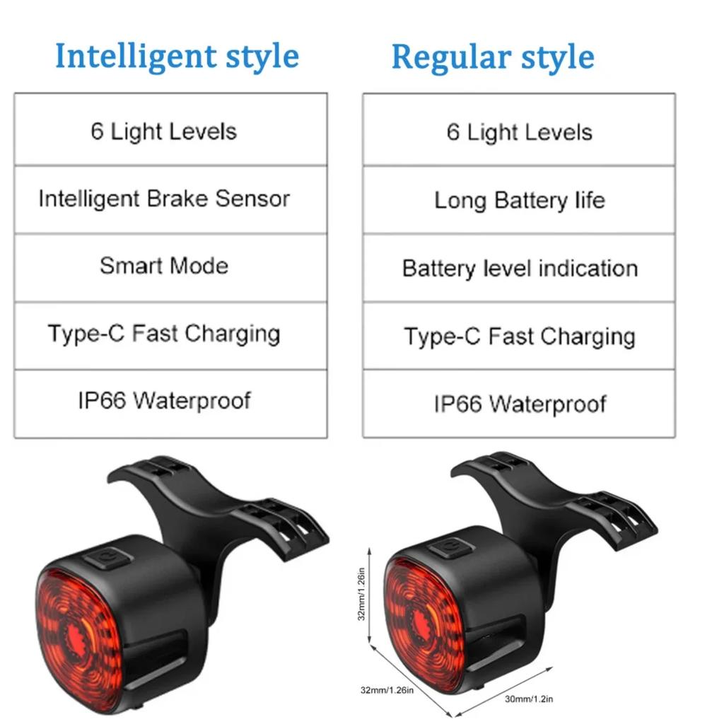 Bicycle Taillight Bicycle USB Smart Auto Brake Sensing Light Waterproof  Charging Cycling Taillight Warn Bike Rear Light