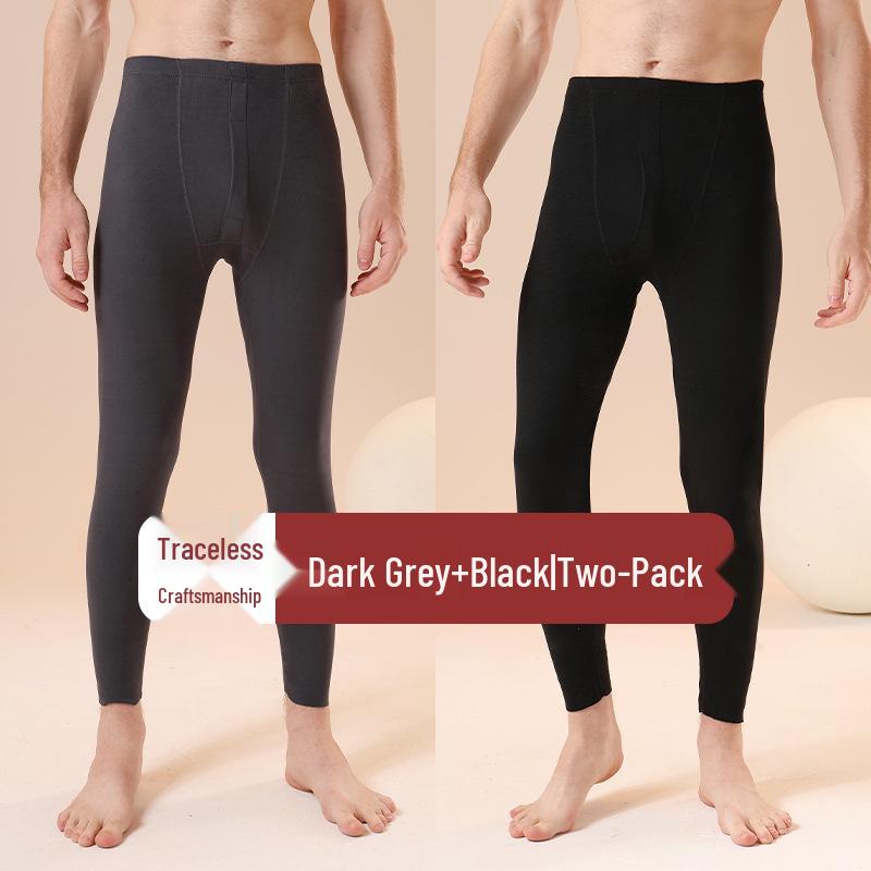 Colanți termici fără cusături cu talie înaltă pentru bărbați - Pantaloni de toamnă călduroși din bumbac lână