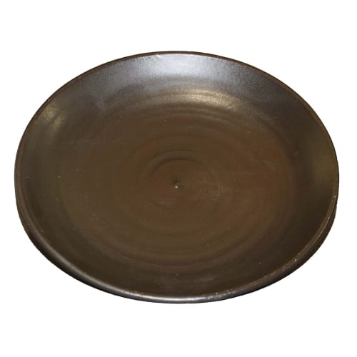 Santo Banko Ware Heat-Resistant Ceramic Plate, Size 8, Approx. 25cm, Direct Heat, Microwave, and Oven Safe, Black Matte, Made In Japan, 18687