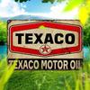 Vintage Texaco Motor Oil Metal Sign, Retro Automotive Wall Art, Garage Man Cave Decor Statement Piece for Car Enthusiasts