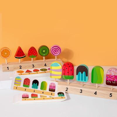 Hölzerne Eiscreme- und Eis am Stiel-Spielzeug für Kinder - Interaktives Rollenspiel- & Logisches Denken-Spielzeug für Eltern-Kind-Aktivitäten.