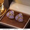 French Retro Pearl Plaid Earrings: Luxury Korean Studs for Women