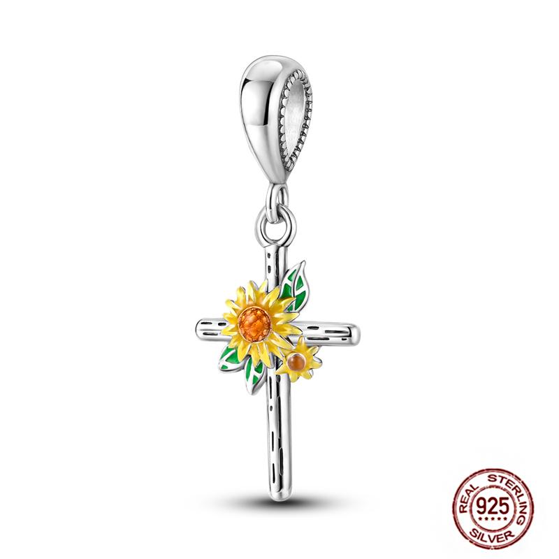 Rose Gold Yellow Charms Copper Sunflower Leopard Firefly Beads Fit Original Bracelet Luminous Charmdiy Jewelry Gift