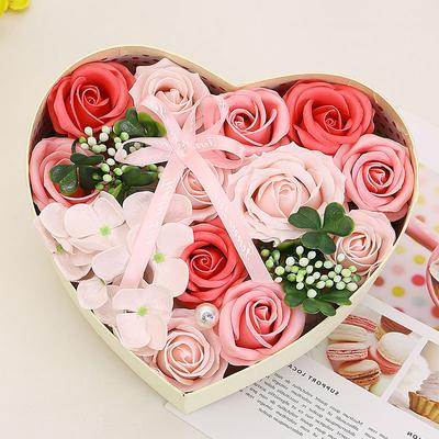 Teacher'S Day Valentine'S Day Gift Soap Flower Heart Shaped Gift Box Christmas Creative Romantic Birthday Gift Soap Flower