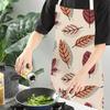 Flower Leaves Pattern Kitchen Aprons Home Cooking Linen Sleeveless Aprons Plants Style Household Sleeveless Cleaning Pinafore