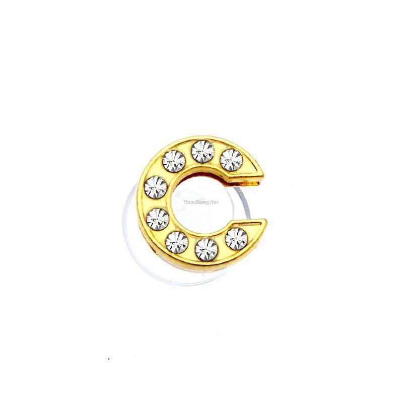 1Pcs Gold Letters Metal Shoe Charms Crystal Diamond Alloy Charms Shoes Accessories Buckle High Quality Shoes Decoration