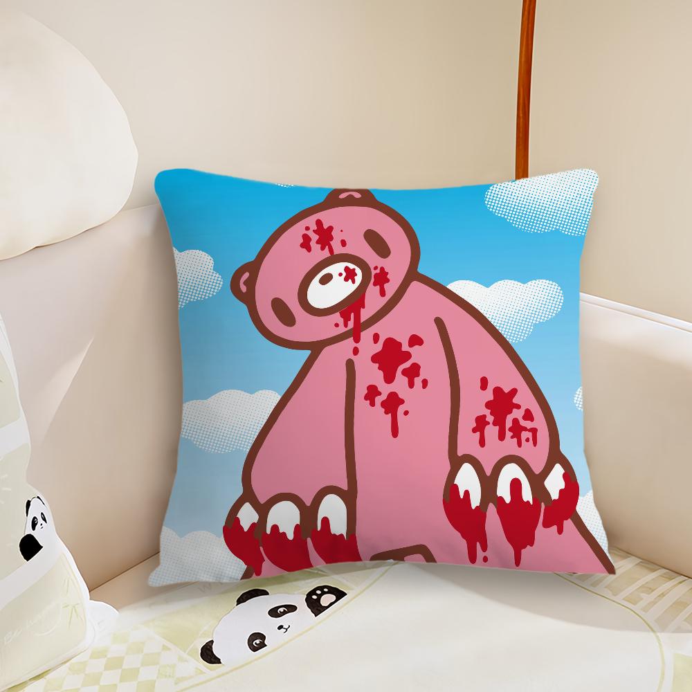 GGloomys Bear Cartoon Cushion Cover Pillow Case Plush Fabric Soft Double Sided Print Sofa Cushion Cover Throw Pillow Covers